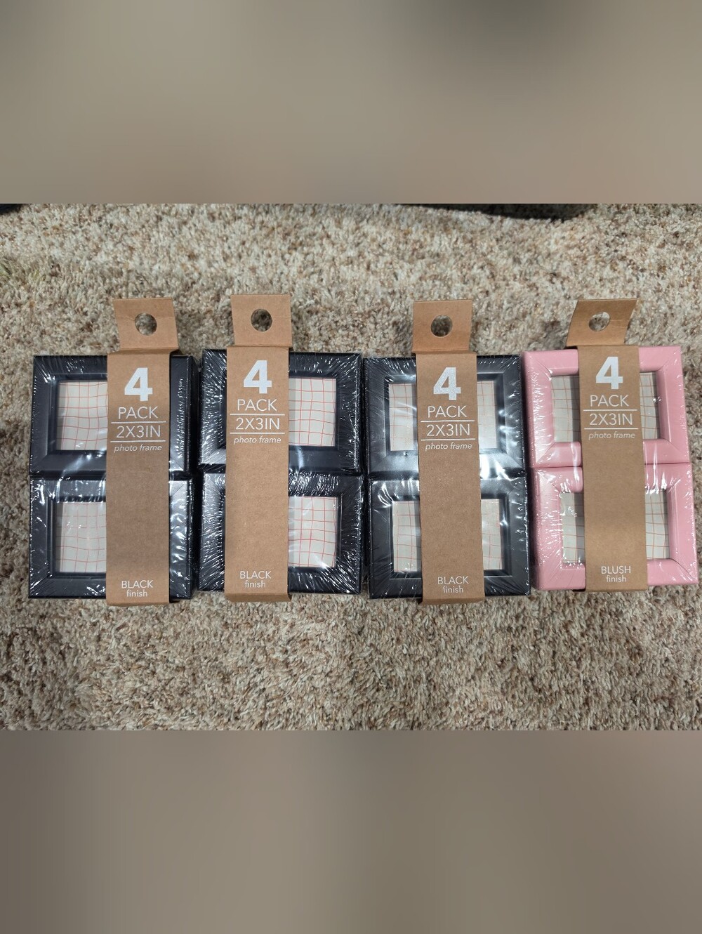 HarborTown Four 4-Pack 2x3in Photo Frames - Black and Blush New 16 Total